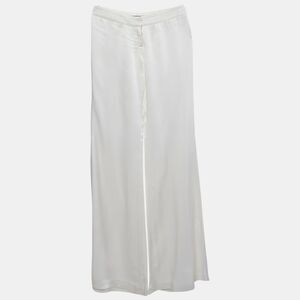 Balmain White Satin Flared High Rise Trousers M